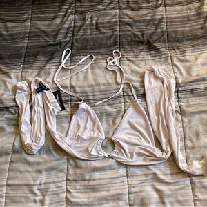 White Plunge Ring Detail Bralet